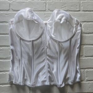 Dominique White Satin Bustier Corset Bra – Size 40D